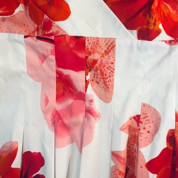 Calvin Klein Red and Pink Pleated Halter Dress - Picture 3 of 5